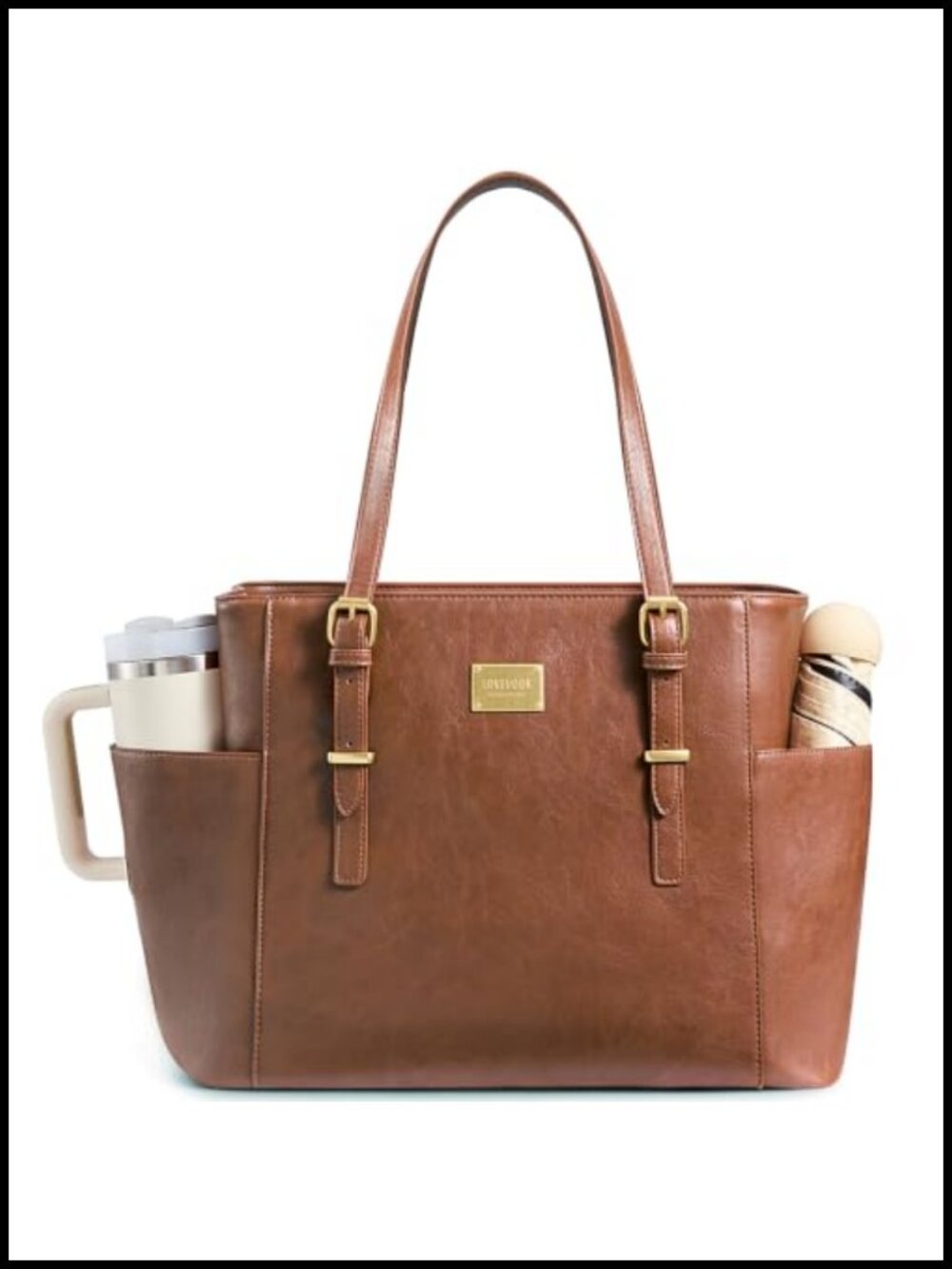 Vintage Leather Laptop Tote Bag 15.6 Inch Work Briefcase Water Resistant Large